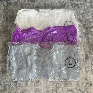 Set of Three Seamless Bras - White, Purple, Gray